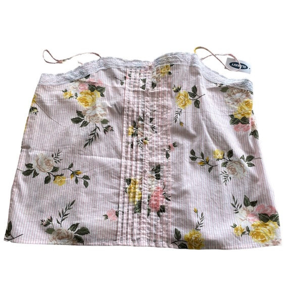 Old Navy Other - Old Navy spaghetti strap pajama top pink striped with floral and lace la…